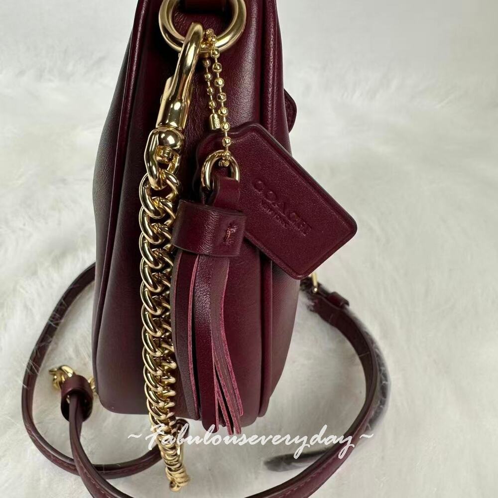 Coach Carmen Mini Crossbody Bag With Beaded Coach Graphic CCE60 Dark Wine NWT - Picture 6 of 9